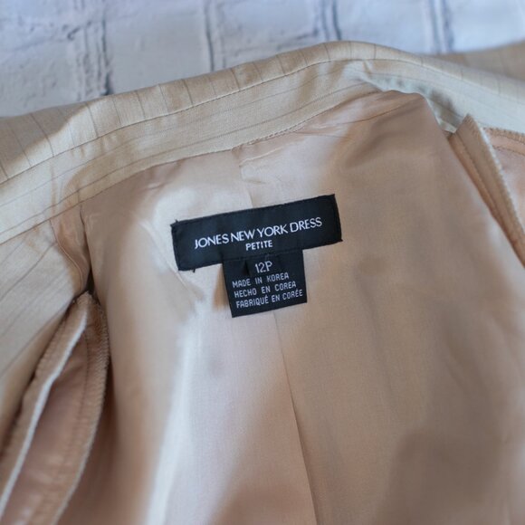 Jones New York Set Suit Dress and Blazer Jacket Striped Petite Tan Beige Size 12 - Picture 11 of 15